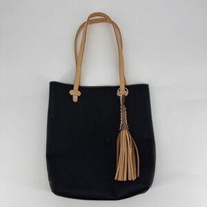 Retired Consuela Diamond Everyday Tote Black Leather Tassel Accent